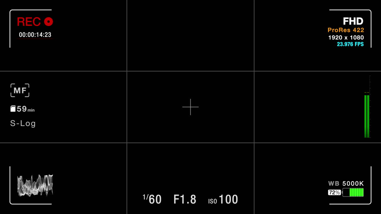 Digital Camera Viewfinder Recording Interface Overlay on Black Background