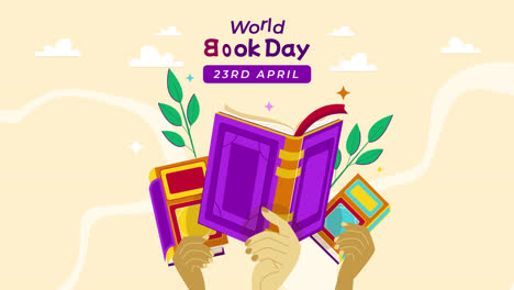 world book day illustration with hands holding books