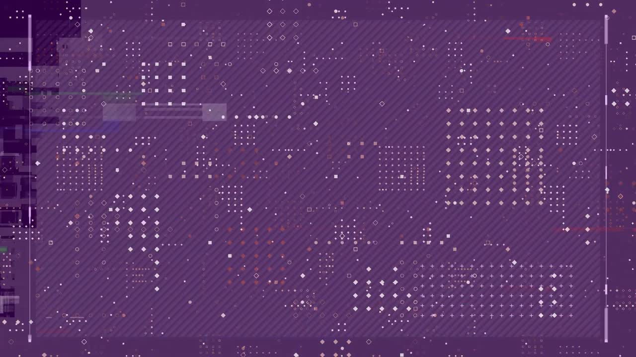 통합 회로와 함께 보라색 디지털 화면의 애니메이션