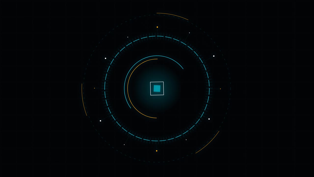 Abstract Digital HUD Interface with Rotating Circular Elements