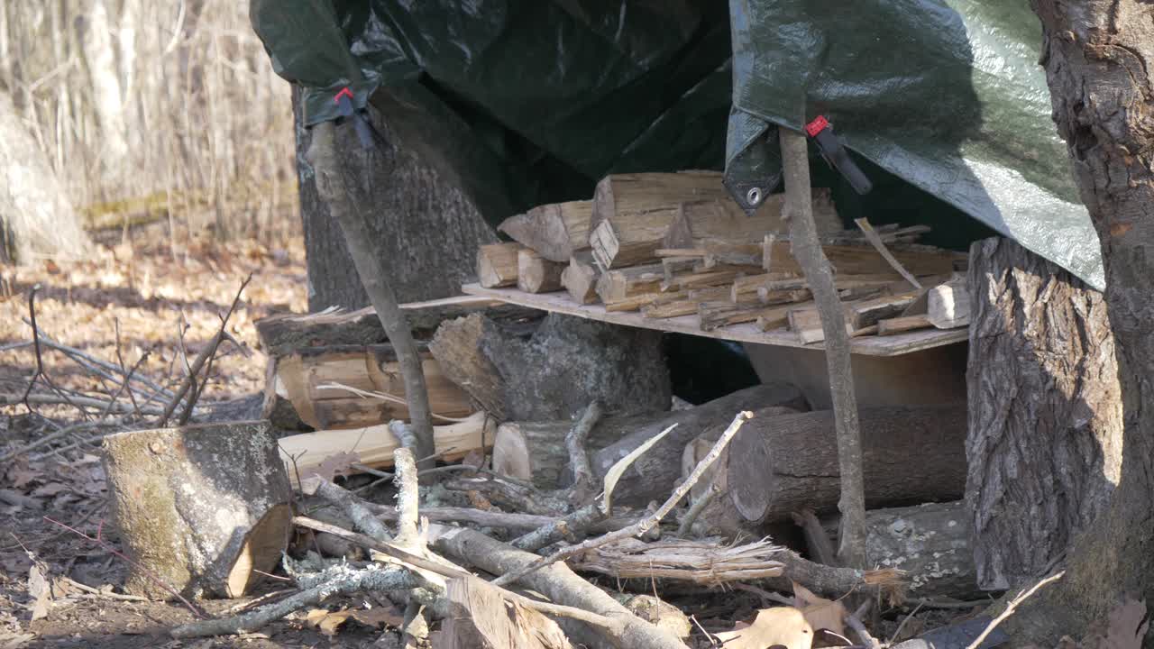 다진 불 나무 수집 비 방수포 캠핑 슬로우 모션 휴대용