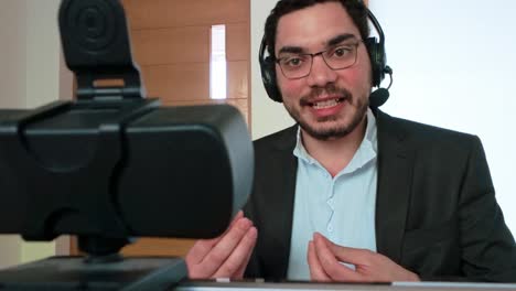 man using modern communication technology