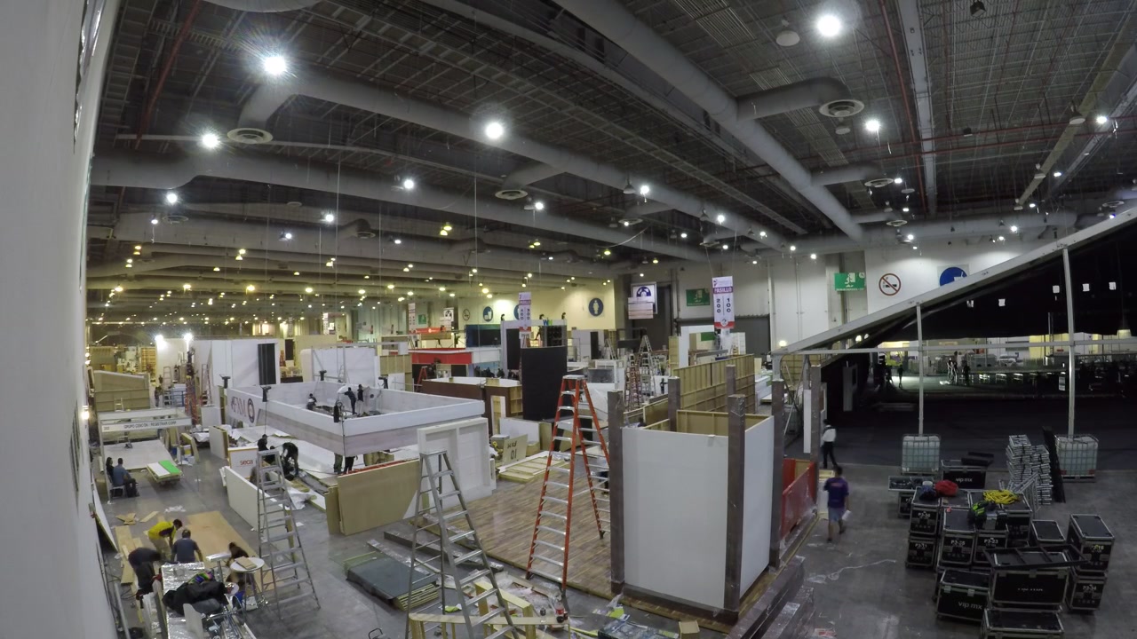 time lapse stage construction for public event