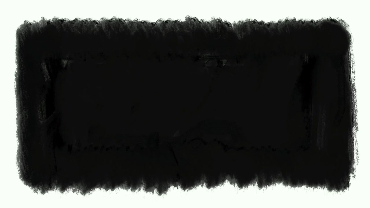 Abstract Black Ink Brush Stroke Frame on White Background