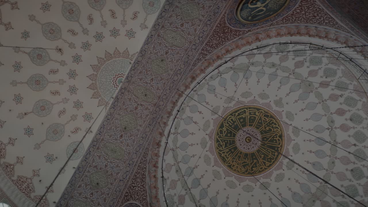 The ceiling of a church is shown