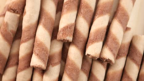 close-up of chocolate wafer rolls