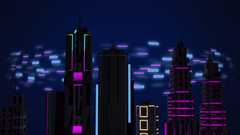 Animation-of-data-processing-over-cityscape