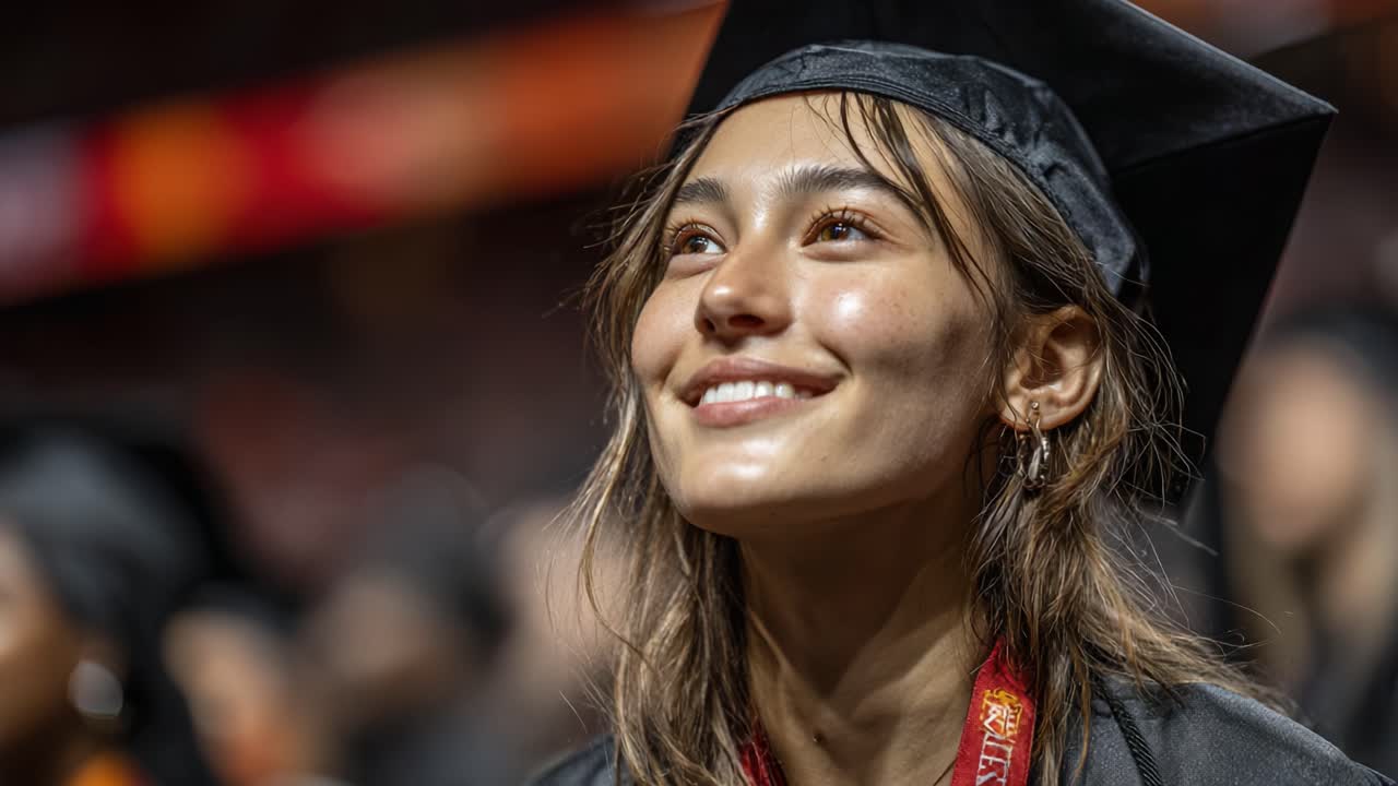 Um momento alegre de formatura: celebrando a conquista e o sucesso de beca e capelo, irradiando felicidade e esperança por um futuro brilhante.
