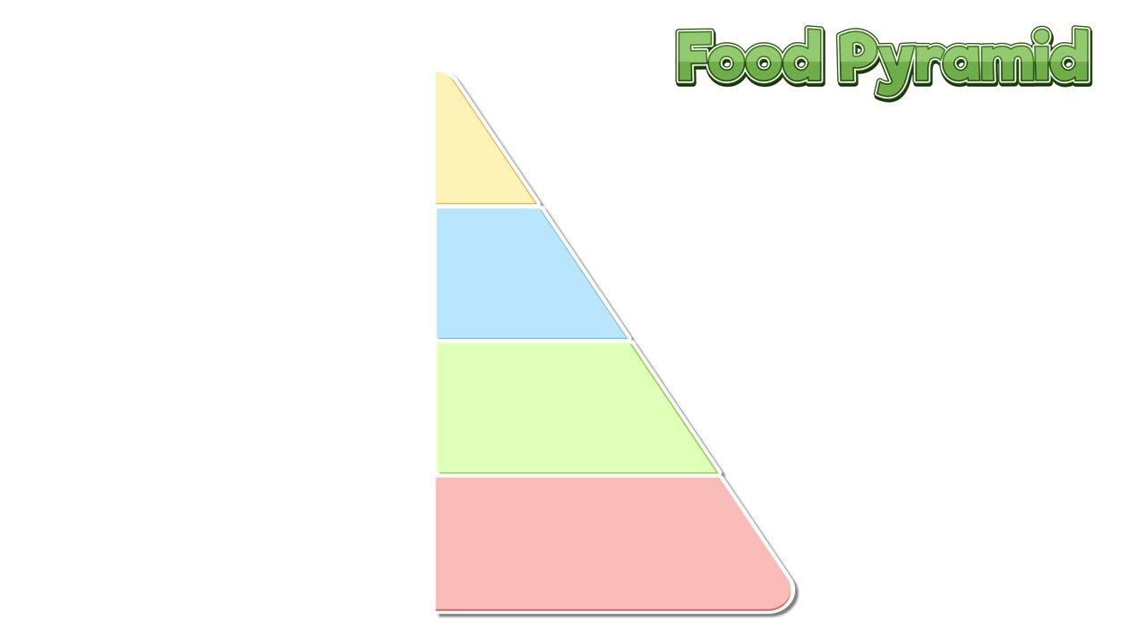 상세한 영양 피라미드의 애니메이션 구축