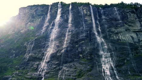 Geiranger-fjord,-waterfall-Seven-Sisters.-Beautiful-Nature-Norway-natural-landscape.