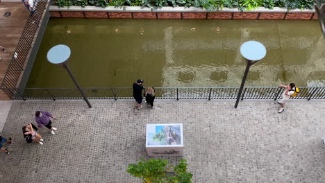 top view of people at the forum shopping center in gdansk, poland