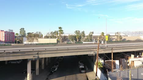 aerial view of sunny day on la road