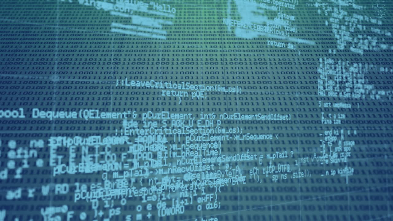 animación del procesamiento de datos a través de la computación de codificación binaria