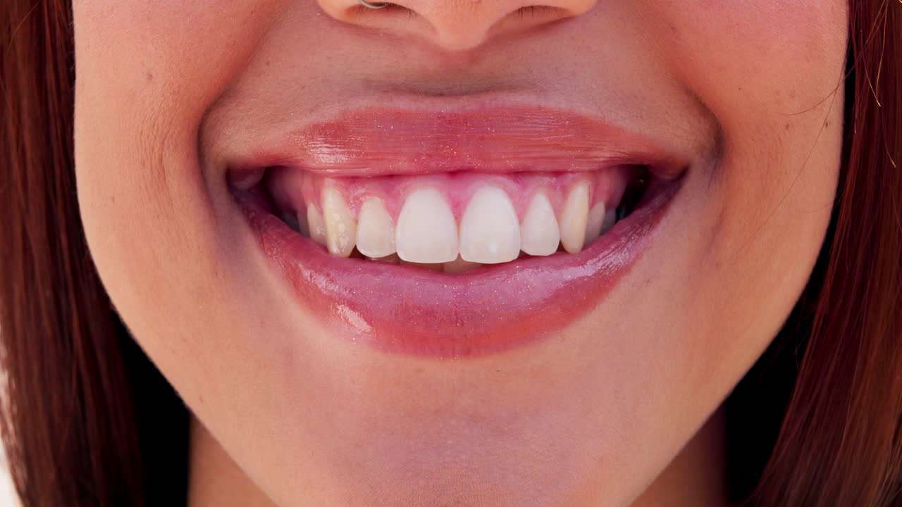 Woman, mouth and teeth whitening with dental