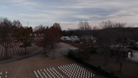 aerial view of national cemetery in fayetteville, united states, establishing