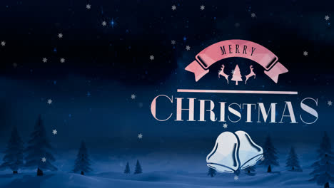 Animation-of-merry-christmas-text-over-winter-scenery-and-snow-falling