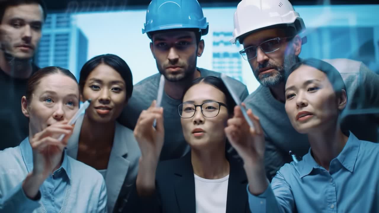 A Diverse Team of Professionals Collaborate and Discuss Innovative Solutions in a Modern Workspace, Showcasing Engagement and Teamwork in Action