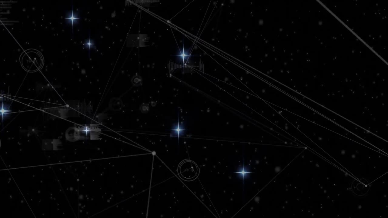 animación de estrellas y conexiones sobre fondo negro