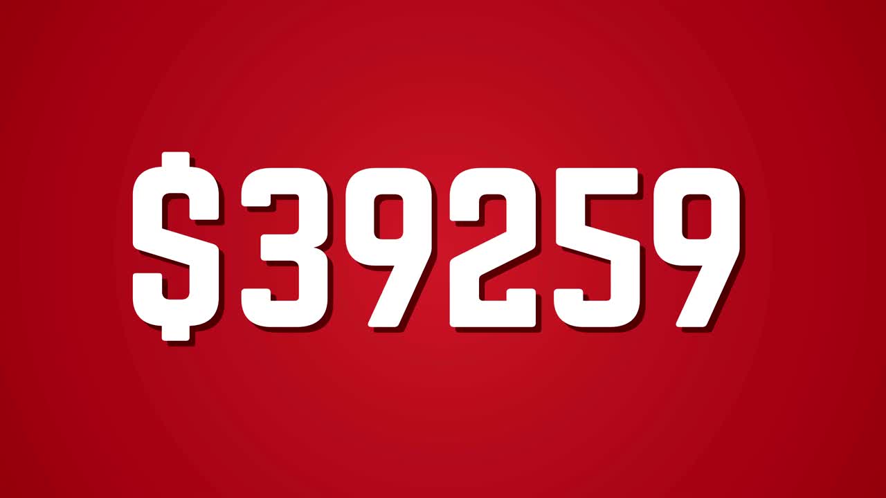 cuenta desde 0 hasta 100.000 dólares en rojo.