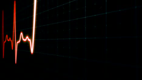 línea roja de latidos cardíacos con núcleo blanco, pantalla de ecg en primer plano