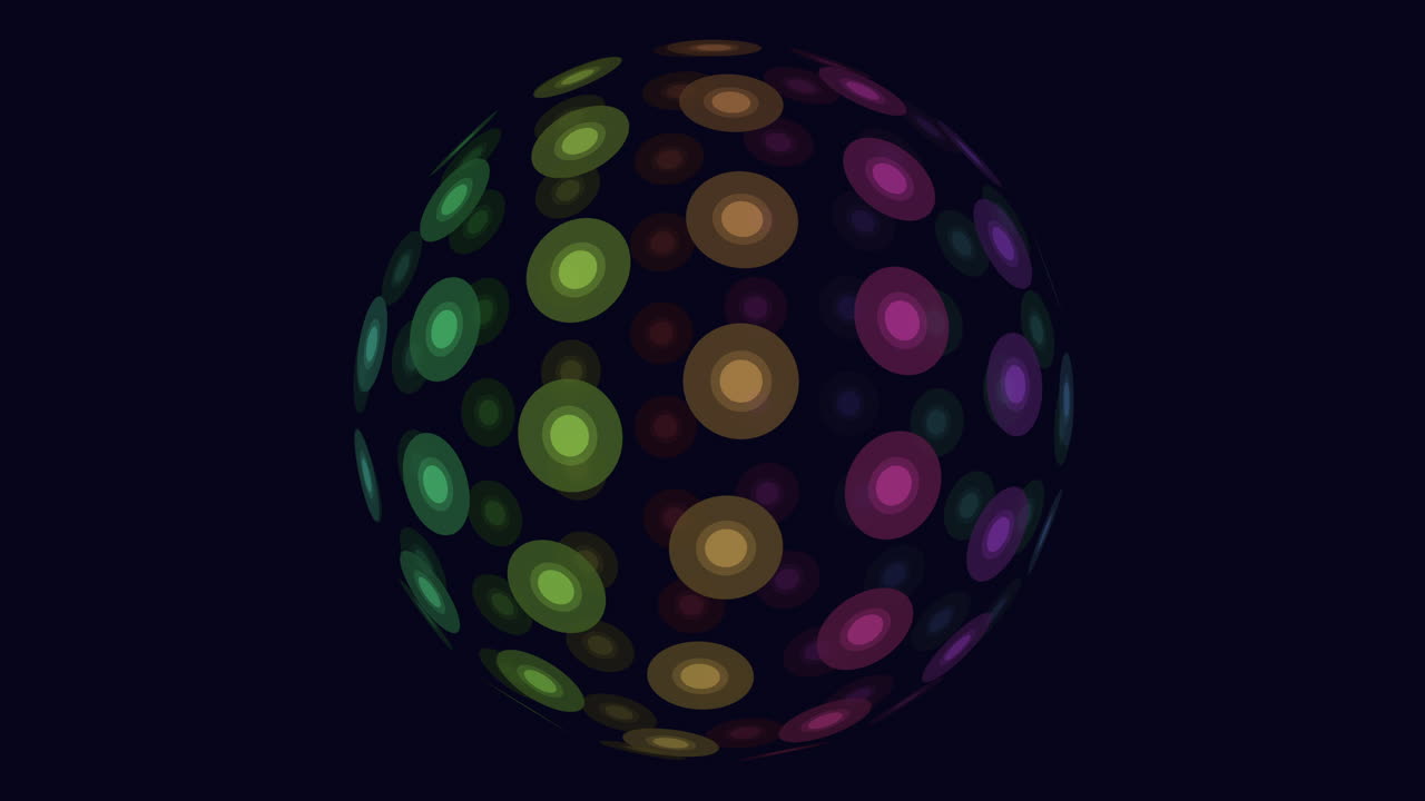 forma de esfera de neón con puntos en el espacio oscuro