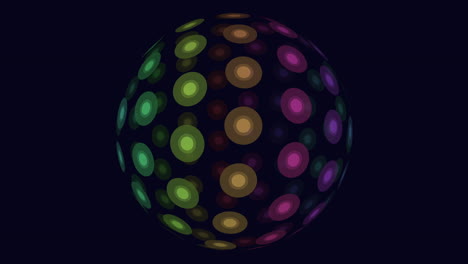 Neon-sphere-shape-with-dots-on-dark-space