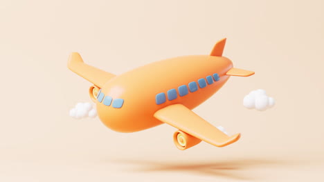 loop animation of airplane with cartoon style, 3d rendering.