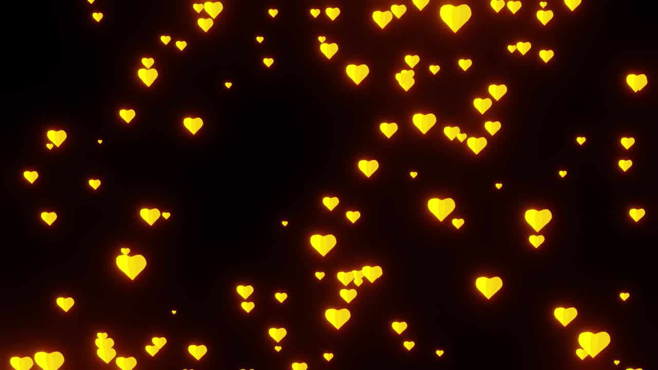 vj bucle de los corazones brillantes amarillos y dorados