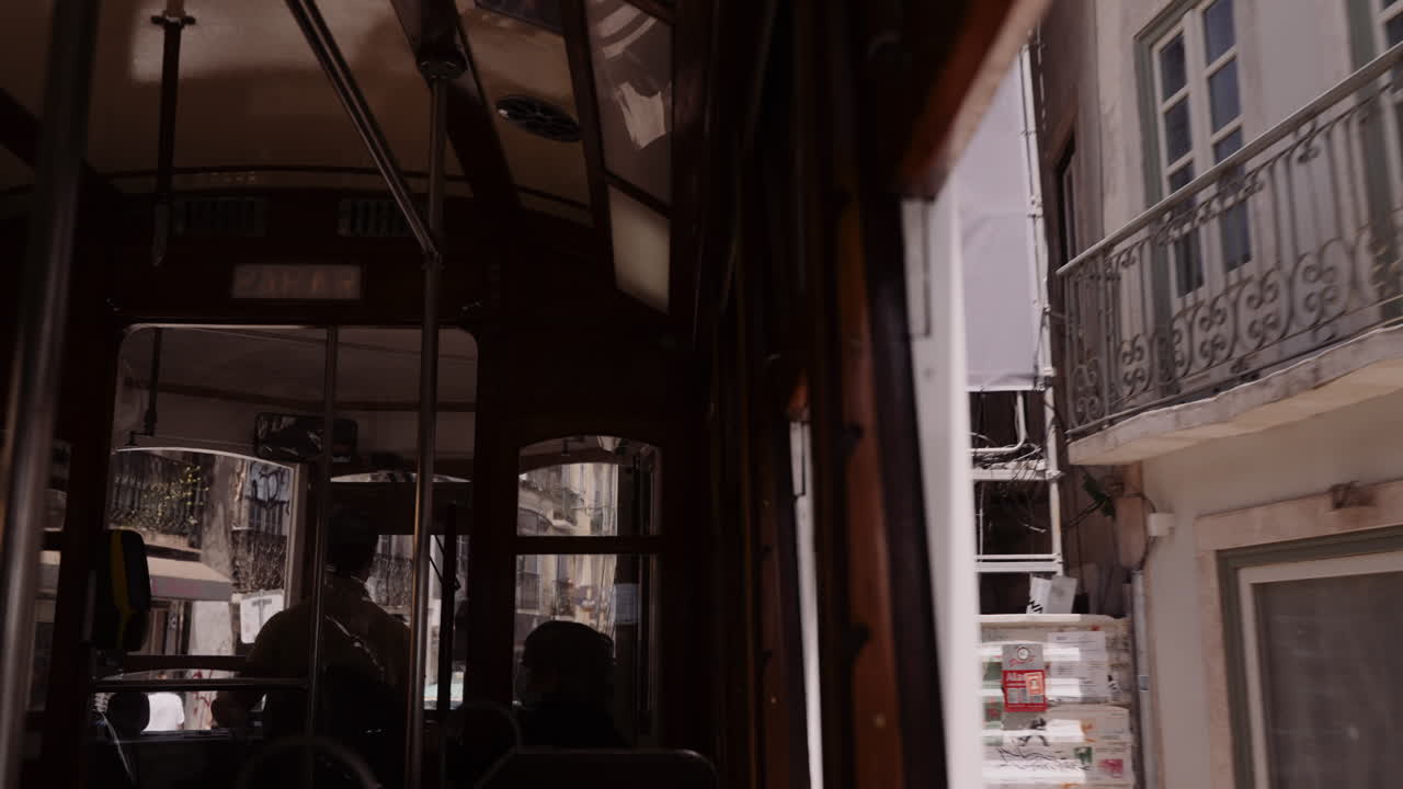 Interior View of a Tram in Lisbon, Portugal