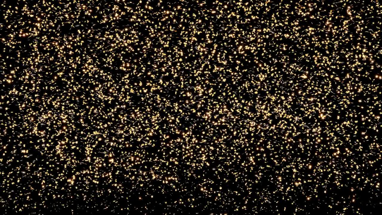 Loopable Slow Rain of lots of Tiny and Shiny Golden Stars on Black