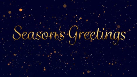 Animation-of-seasons-greetings-text-over-glowing-lights-on-dark-background