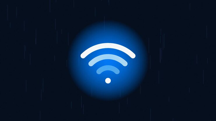 Icona Animata del Segnale Wi-Fi con Sfondo a Pioggia Digitale