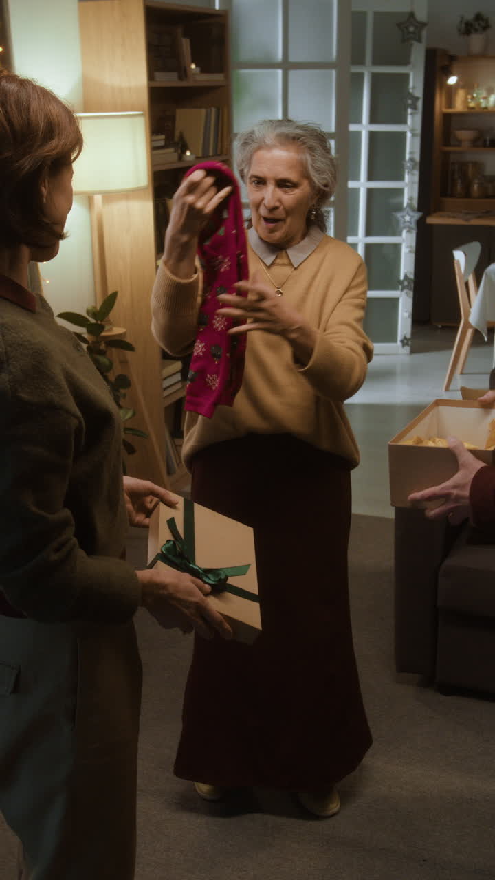 Giving a gift to Grandmother for Christmas