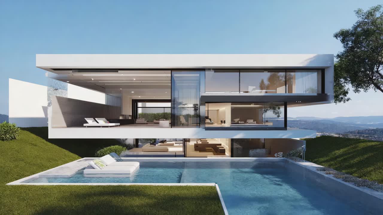 casa de lujo moderna con piscina