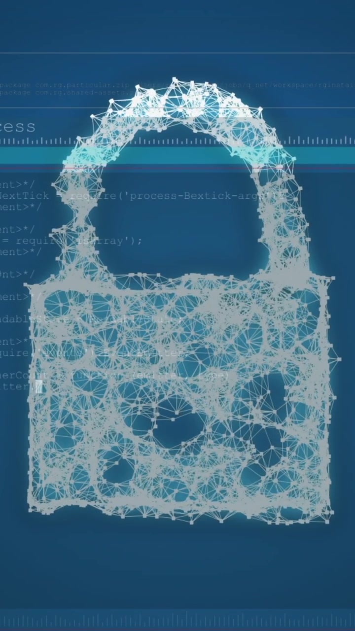 Animation of data processing over padlock