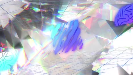 Animation-of-neon-shapes-moving-over-crystal