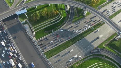 Moscow-cityscape-with-busy-intersections-aerial-view