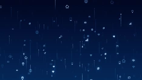 motion graphic of blue technology futuristic icon levitation on abstract background seamless loop video