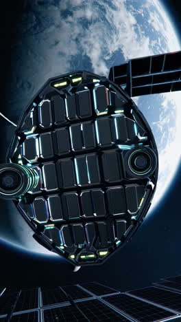 futuristic spaceship in orbit