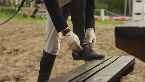 African-American-man-putting-on-his-shoes