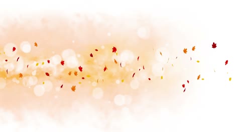 빛 은 잎은 빛과 함께 가을의 배경에서 흔들립니다. 아름다운 자연 장면. 일러스트레이션 메이플 잎. 가을 추상적인 그래픽. 루프 애니메이션.