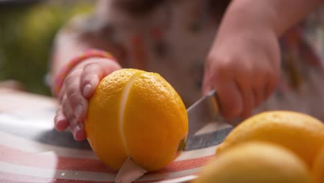 Young-girl-cuts-lemon-in-halve-at-lemonade-stand-1000-fps-Phantom