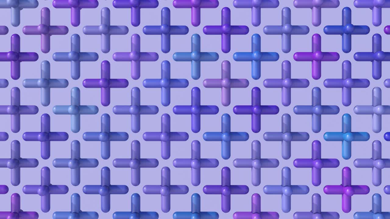 grupo de cruces coloridas. animación abstracta giratoria, renderizado en 3d.