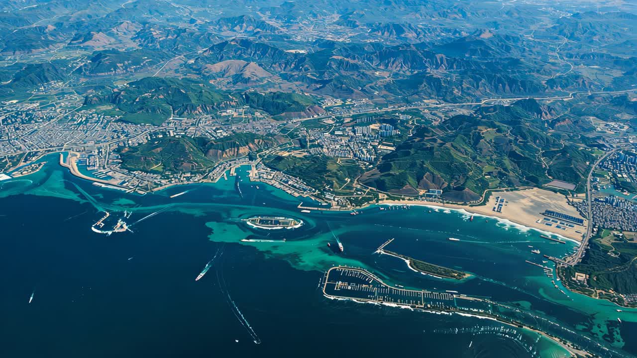 해안 도시 의 공중 사진