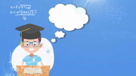 animación de fórmulas matemáticas y dibujos sobre escolares