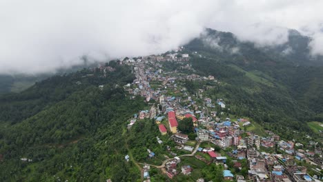 aerial view of chautara bazar in sindhupalchok, nepal