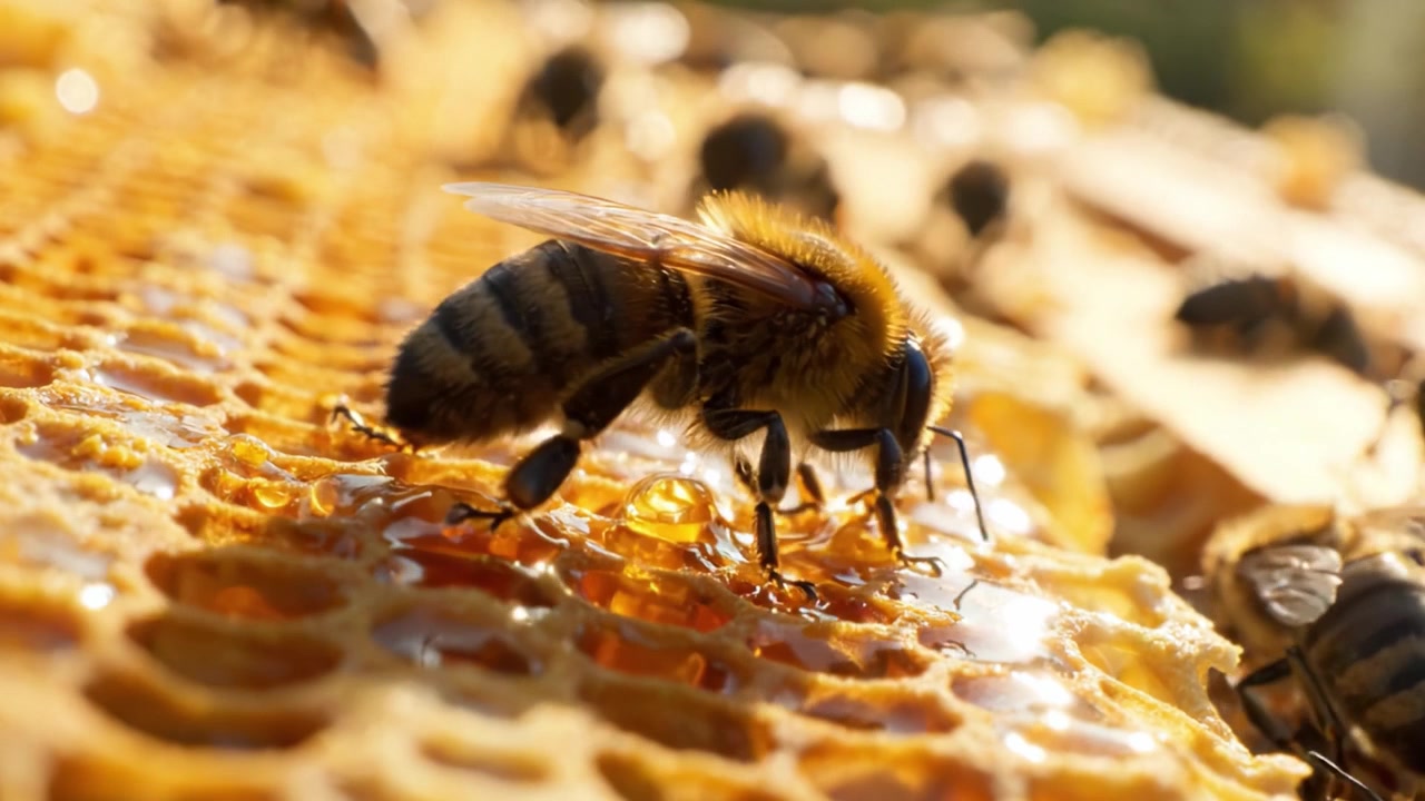 Scopri l'intricato mondo delle api: svelando la vita delle api da miele mentre costruiscono i favi in una splendida vista ravvicinata delle meraviglie della natura.