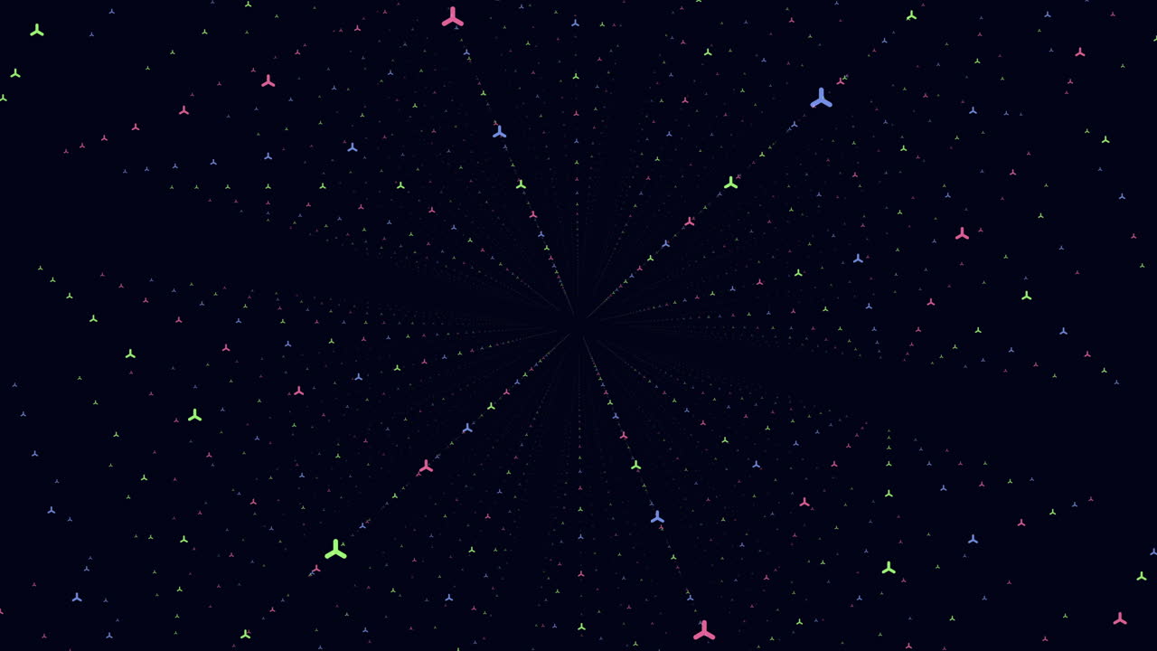 Vibrant geometric pattern featuring converging lines, triangles on the left, and circles on the right. This dynamic composition exudes movement and versatility, ideal for diverse design uses