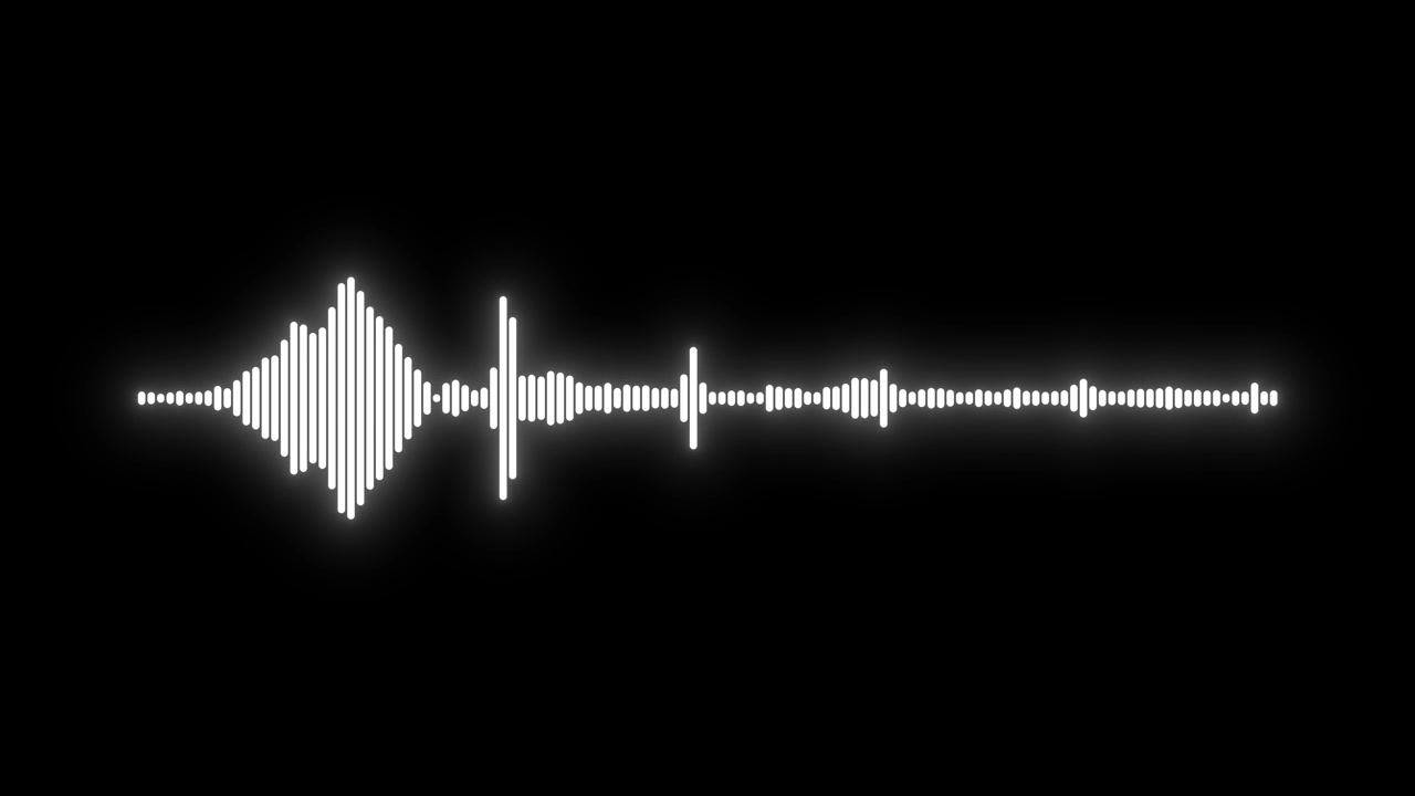 Visualizzatore di forma d'onda audio bianco luminoso su sfondo nero