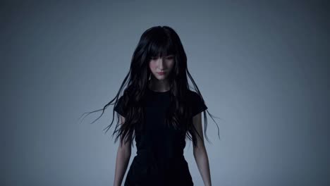 woman in black clothing portrait